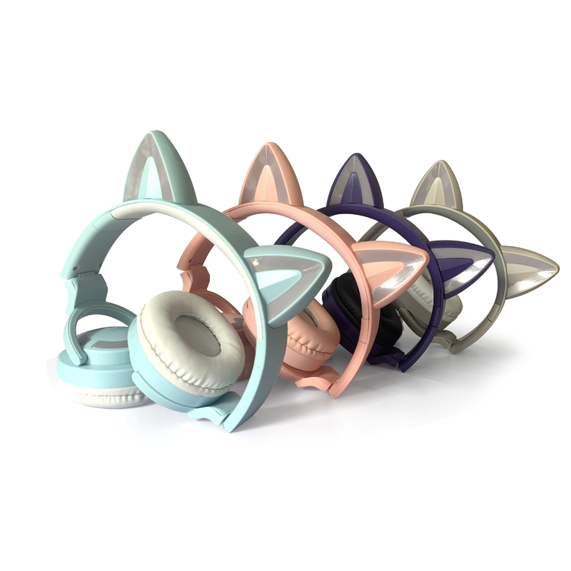 Flashing LED Cute Cat Ears Headphones Bluetooth Wireless Headset With Mic Kid Girl Stereo Music