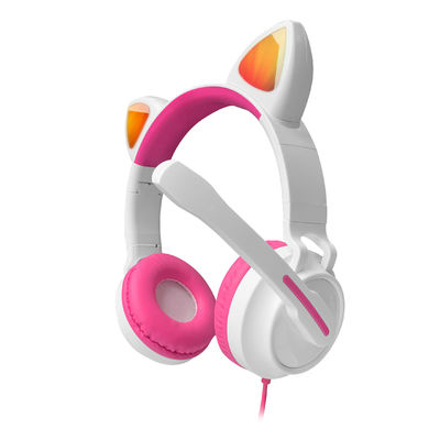 Transmisi 10m Headphone Telinga Kucing Nirkabel Dengan Lampu Bergerak LED RGB