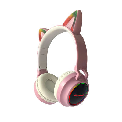 Flash Light Cute Cat Ears Headphone Bluetooth Nirkabel Anak Perempuan Headset Stereo Dengan Mic